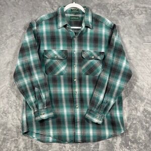 Campus Extra Heavyweight Flannel Shirt Men's XL Green Plaid Cotton Button Front